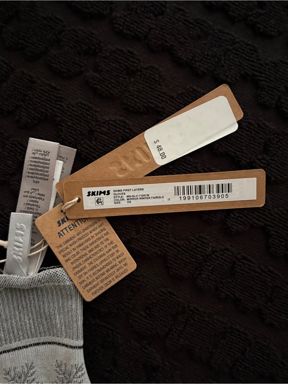 ❄️ SKIMS First Layers Gloves | Mirror Winter Fairisle | One Size | NWT 🏷️
